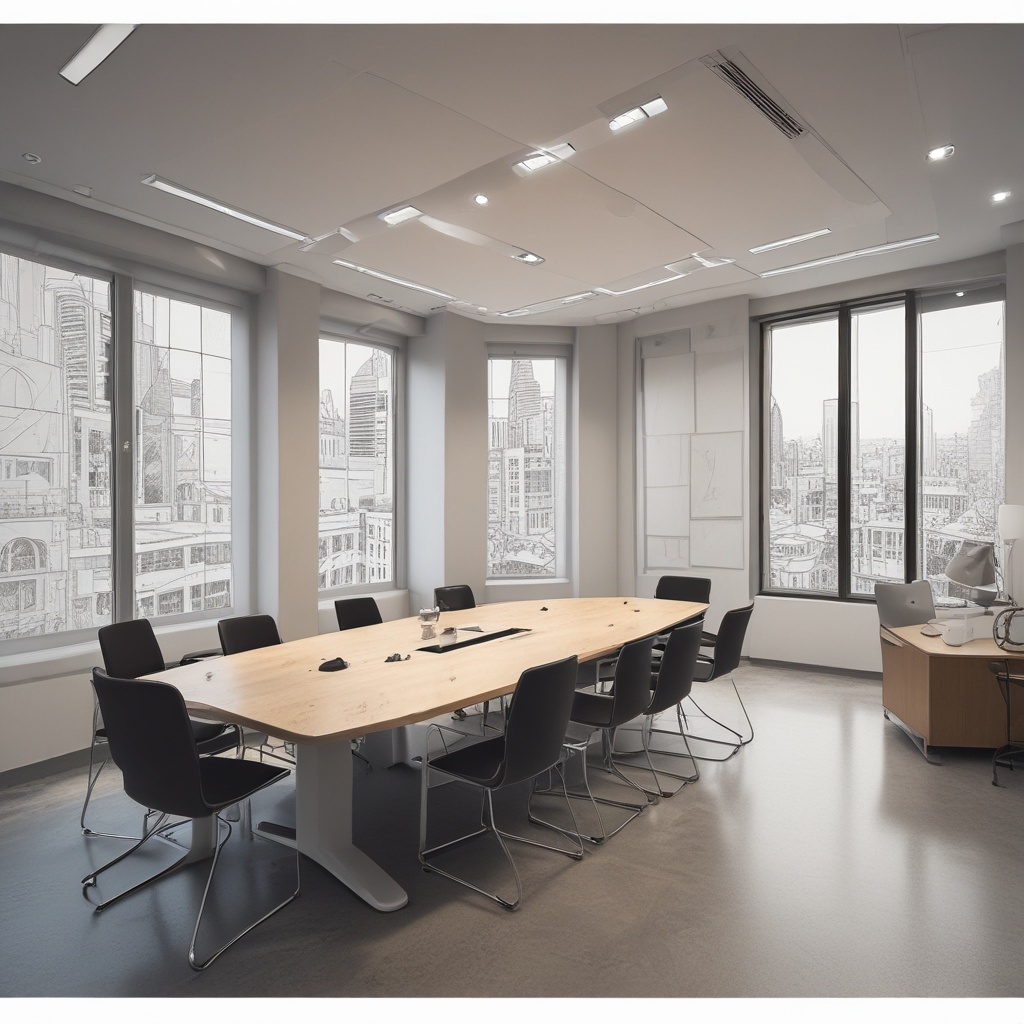 Meeting room with architectural plans